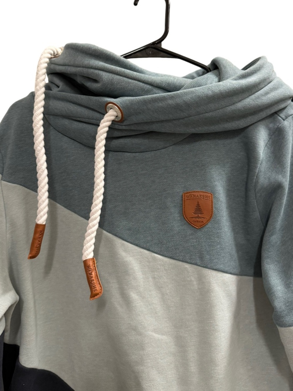 Wanakome Colorblock Hoodie Cowl Neck Pullover Blue Size Small - Picture 4 of 10